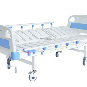 E19B單搖便孔翻身護理床   (輪、五檔護欄、條式床面、側翻身） 
